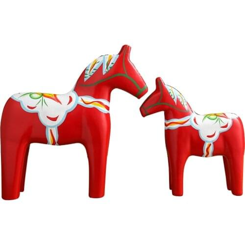 A pair Red Trojan horse ornament home sculpture decoration creative wine cabinet handicraft carving gift