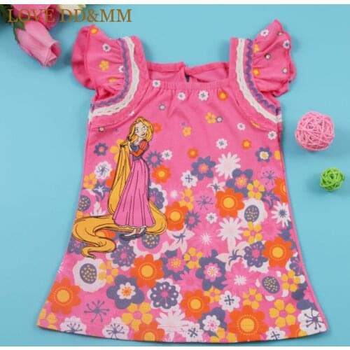 LOVE DD&MM Girls Dresses 2021 Summer New Childrens Wear Girls Sweet Flying Sleeve Princess Flower Print Dress