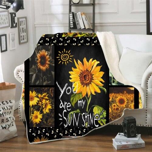 Bed Linens Double-deck Thickened Blanket 3D Digital Printing Sofa Sherpa Fleece Blanket Sunflower Rectangle Blanket Drop Ship