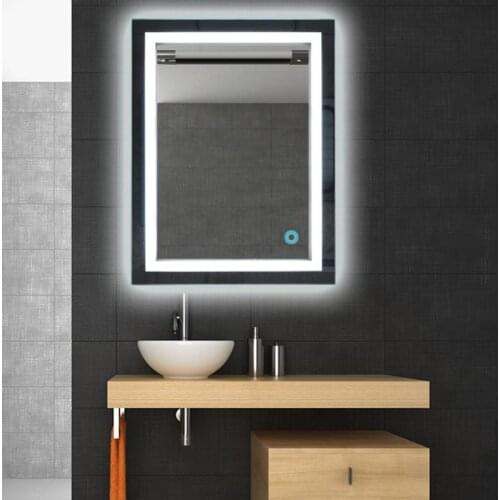 Rectangular Bath Bathroom Mirror Anti Fog Mirror Beauty Makeup LED Mirror White Wall Mounted Bath Illuminated Mirrors HWC