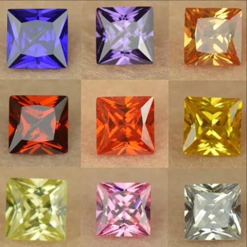 Sale 1.5x1.5~12x12 5A Square Shape Princess Cut White Black Pink Purple Loose Synthetic Gems Cubic Zirconia CZ Stone For Jewelry