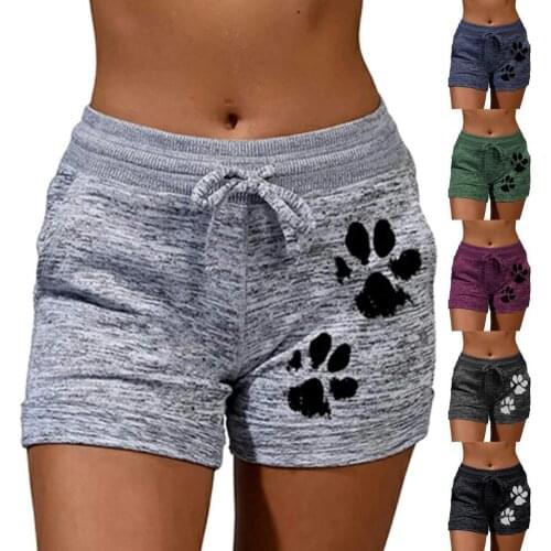 Plus Size 5XL Woman Shorts Cats Paw Print Drawstring Shorts for Women Quick Drying Sports Shorts Feminino Short Femme Shorts