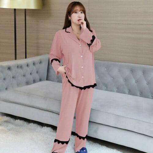 Plus size pajamas XL-4XL autumn and winter new products modal long-sleeved pajamas suit home service women can wear