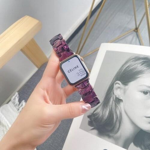 Resin Wristband for Apple Watch Band 44mm 40mm Lightweight Strap for iWatch Series SE 6 5 4 3 2 1 38mm 40mm Bracelet Belt Correa