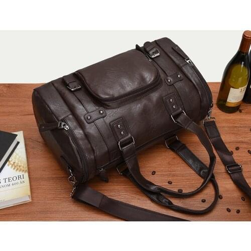 Luxury Style Mens Leather Travel Bag PU Handbags Male Travel Duffel Bags Tote High Quality Men Business Messenger Shoulder Bag89