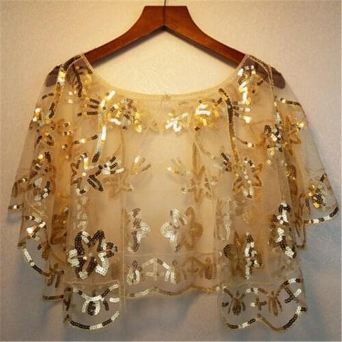 Sequin Beaded Evening Cape 1920s Fringed Shawl Wraps Wedding Bridal Shawl Scarf 6930