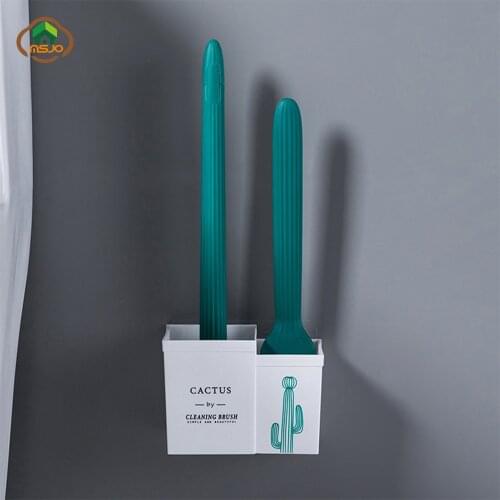 MSJO Bathroom Cleaning Brush For Toilet Black Broom Brush Toilet Set Wall Holder Escobilla wc Power Scrubber Set For Bathroom