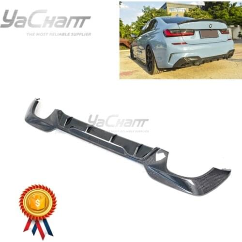 Dry Carbon Fiber 3K Twill Weave Rear Diffuser Lip Fit For 2019-2020 BMW 3 Series G20 G28 M P Style Rear Lip w/ Undertray