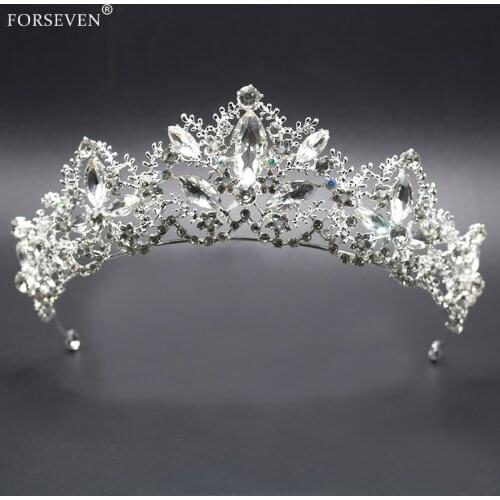 Silver Color Crystal Wedding Tiara Queen Crown For Summer Women Bride Hair Jewelry Accessories Crown Jewelry Wedding Diadem