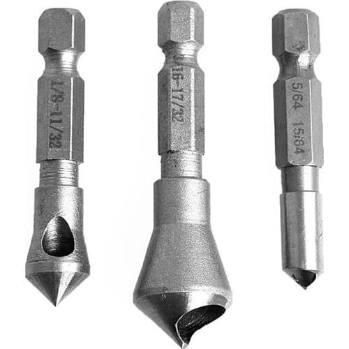 3Pcs Set HSS Countersink Deburring Drill Bit Metal Taper Hole Saw Cutter Chamfering Power Drills Hand Tool Bits Cutting