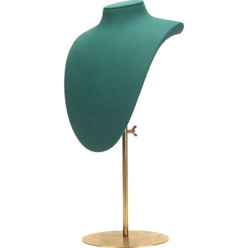 Fashion Green Female Mannequin Portrait Microfiber For Jewelry Organizer Pendent Long Chain Necklace Display Stand Showcase Rack