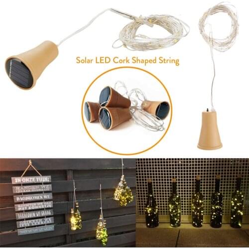 1.5M 15LEDs Solar Cork Wine Bottle Stopper Copper Wire String Lights Fairy Lamps Outdoor Party Patio wedding Decoration