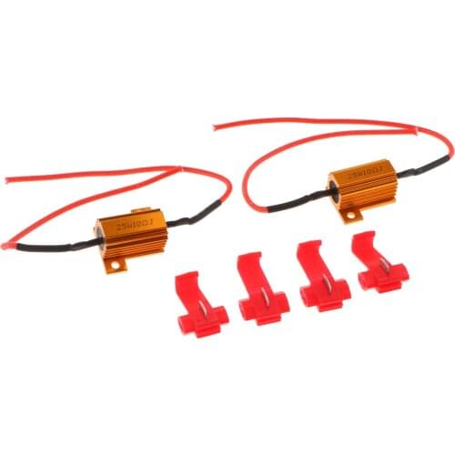 1 Pair 12V 25W 10Ohm Load Resistor To Fix Turn Signal Flash Used for Headlight Bulb Fog Lamp Gold