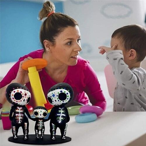 2PCS Sugar Skull Couple Figurine Resin Statue for Home Decor Indoor Desktop Ornaments EL