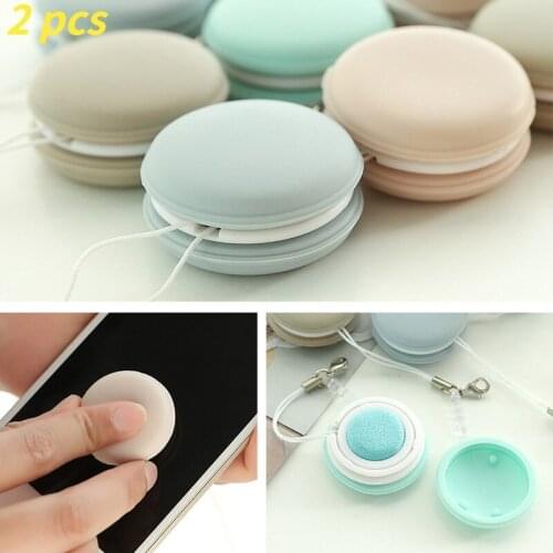 2pcs Candy Color Romantic Macaron Shape Cleaning Cloth Mobile Phone Screen Wipe Glasses SLR Cleaning (random)