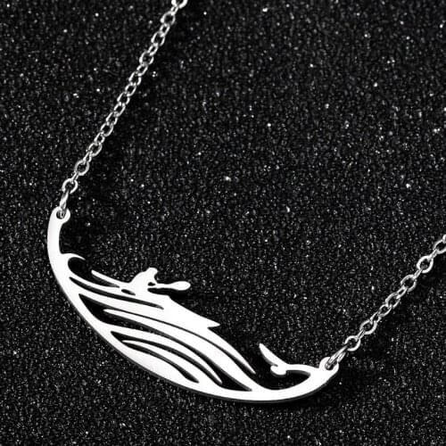2020 Surfing Jewlery Stainless Steel Men Surf Necklaces Silver Color Chain Kayaking Statement Necklace Choker