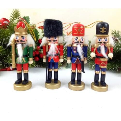 4PCS/Lot New Year Decor Kids Doll Wooden Nutcracker Soldier Merry Christmas Decoration Pendants Ornaments for Xmas Tree Decor,Q