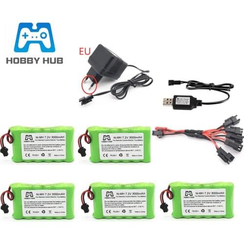 7.2v 3000mAh Battery and Charger For Rc toy Car Tank Train Robot Boat Gun 7.2v NiMH Battery aa 2400mah 7.2v Rechargeable Battery