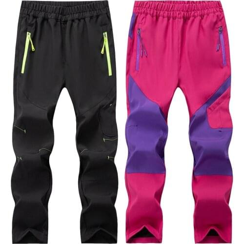 2021 Spring Autumn Children Soft shell Pants Outdoor Sports Boys Girls Waterproof Breathable Cycling Hiking Skiing Trousers