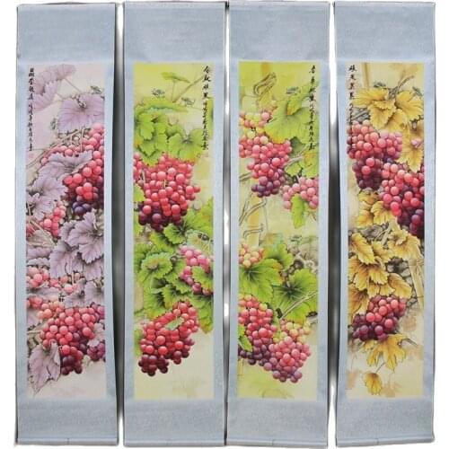Four screen paintings calligraphy and painting micro spray landscape painting living room study decoration new grape