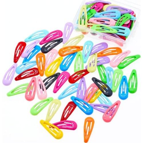 Colored snap hair clips Barrettes Pins Hairgrip Candy Colorful Snap Waterdrop Kids Hair Accessories For Women Random