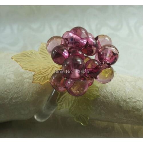 Purple acrylic beaded flower napkin ring, wedding decoration napkin holder