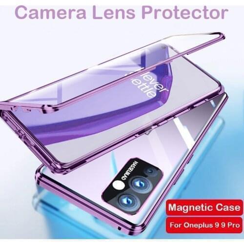 Hot 360 Screen Full Cover One plus 9 Magnetic Metal Case For Oneplus 9 1+9 Shockproof Glass Camera Lens Protector Oneplus9 Funda