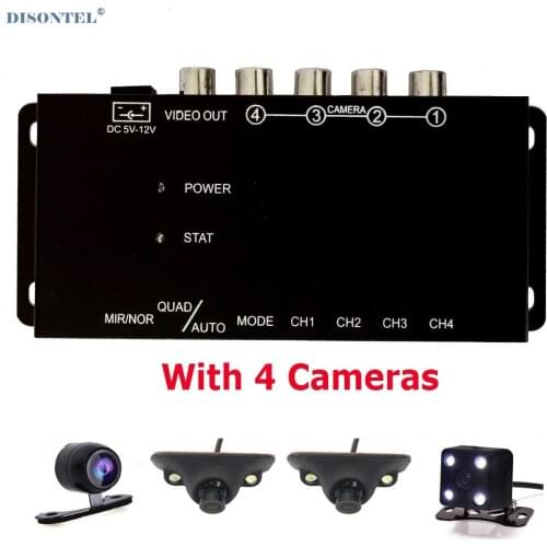 IR Control Split 4 Cameras Video System Car Switch Combiner Box For CCD Left Right Front Rear view Parking Camera