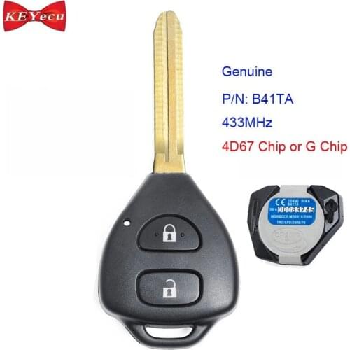 KEYECU OEM Board for Toyota Fortuner Innova Yaris Hilux New Remote Key Fob B41TA 433MHz 4D67 / G Chip