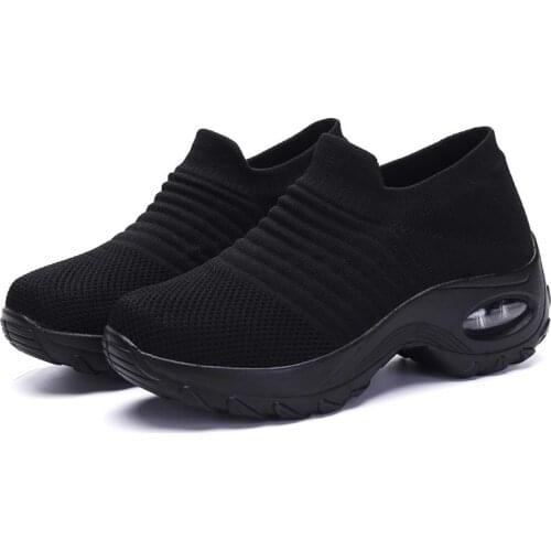 Big Number Platform Thick Bottom Socks Sneakers Woman Sport Shoes for Women Running Shoes Womens Sports Black Knit Tennis B-473