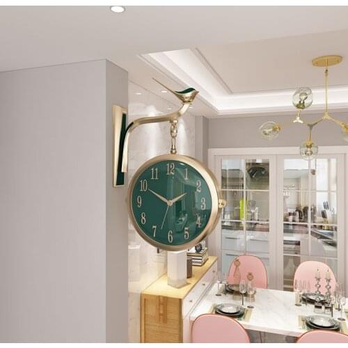 MEISD Quality Resin Hanging 3D Clock Double Sides Quartz Watch Home Decoration Living Room Silent Horloge Green Free Shipping