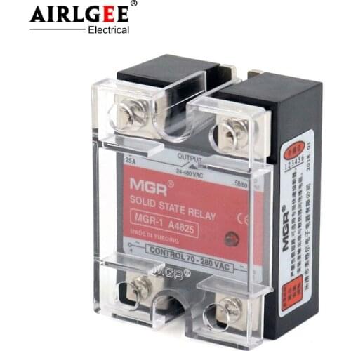 Single-phase solid state relaySSR-10AA MGR-10A4810/25/40/60/80/100 AC control AC 220VAC Module input 70-280VAC output 24-480VAC