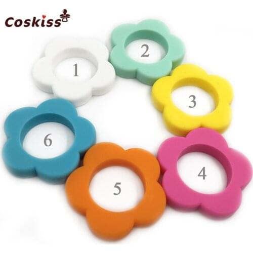 DIY Pendants Silicone Beads Teething Chew Jewelry Flower Shaped Sensory Baby Teether Toy New Mom Necklace Safe Eco Silicone Ball