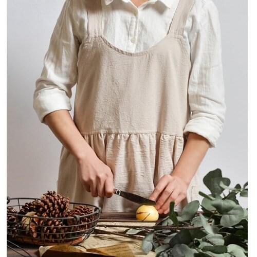 Nordic Simple Lady Women Apron Cotton Linen High-grade Kitchen Apron For Cooking Baking Restaurant Apron