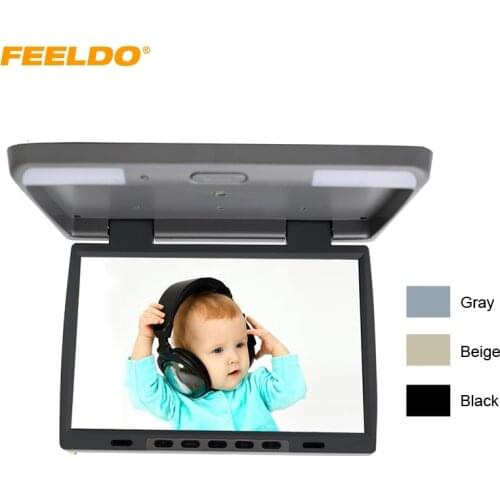 FEELDO DC12V 15.4" Inch Car/Bus TFT LCD Roof Mounted Monitor Flip Down Monitor 2-Way Video Input 3-Color #AM1291
