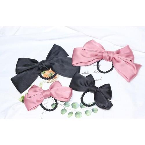Parent-child Bow Hair Ring Satin Double Layer Large And Small Sizes Simplicity Fashion Korean Family Lovely Four Seasons Trend