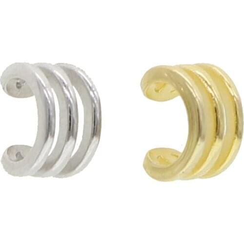 Wholesale 100% 925 serling silver high polishing 1pc three line clip on earring simple no piercing women ear cuff high quality