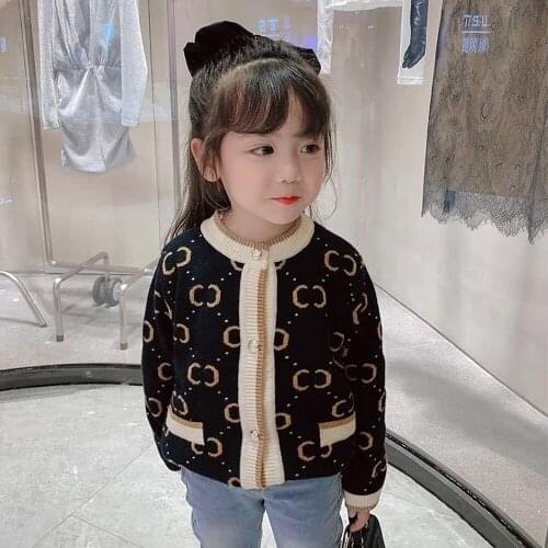 Childrens Sweater 2021 Little Boy Spring Season New Sweater Cardigan Small Fragrance Wind Knit Sweater Coat Little Girl Clothes