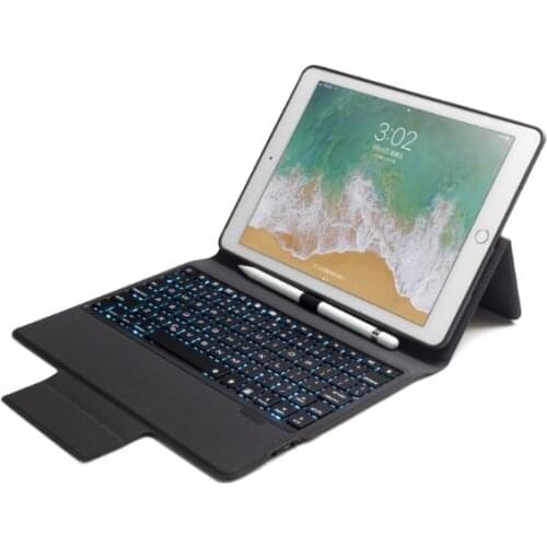 Eunaimee 9.7inch Ultra Thin Bluetooth Keyboard Smart Cover with Pen Holder Slot with seven color night light For iPad Air Pro