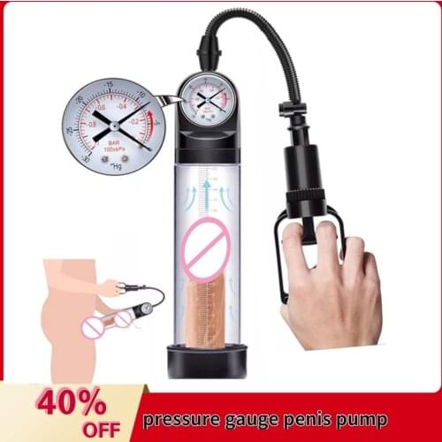 Adult Sex Toys Male Penis Vacuum Pump With Pressure Gauge For Penis Larger Growth Extender Enhancer Increase Size And Strength