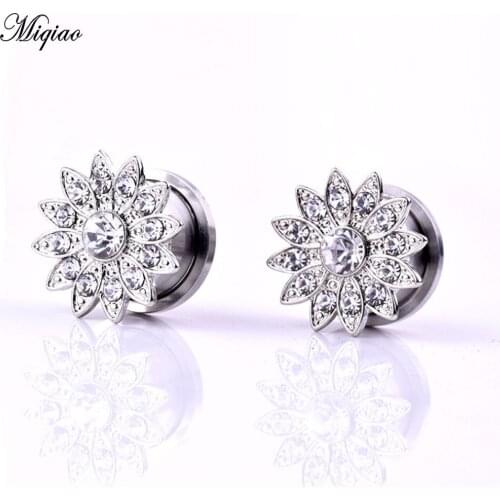 Miqiao 2pcs Ear Plugs Tunnels Screw Earrings Gauges Flesh Expanders Piercings Body Jewelry for Men Women