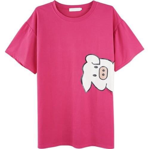 Neatie kiddie Cartton Print T-shir Women Top Tee Shirt Short Sleeve O-neck Summer Loose Streetwear Tshirt Female