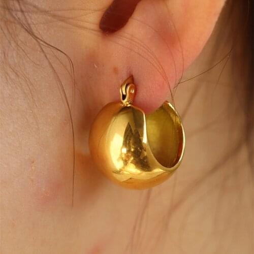 Brass With 18k Gold Half Ball Statement Earrings Women Jewelry Party T Show Gown Runway Rare Korean Japan Trendy INS Boho