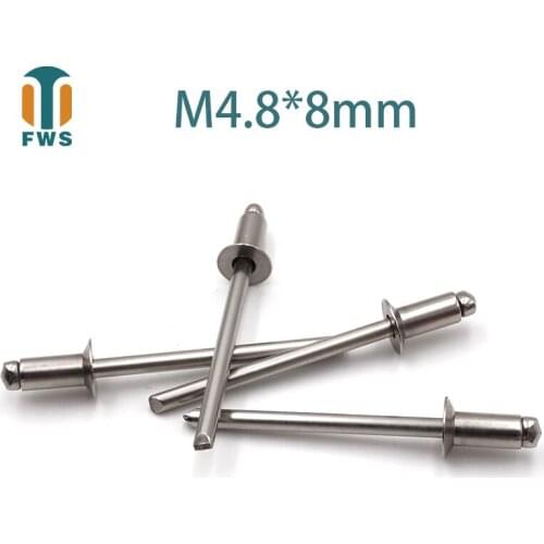 10 PCS M4.8*8mm Stainless Steel Countersunk Head Break Mandrel Blind Rivet Nail Pop Rivets for Furniture Car Aircraft