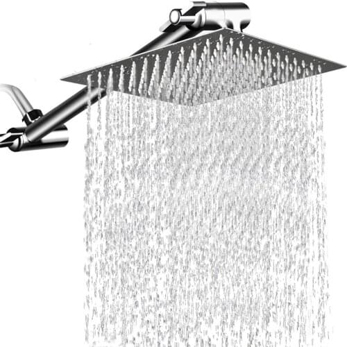 10" Bathroom Rainfall Shower Head Ultra-Thin Pressurize Mirror Surface Stainless Steel Shower Head