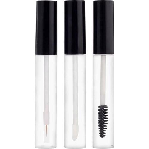 100pcs 10ml Transparent Eyeline Tube Container 10ml Mascara Tube with Black Caps