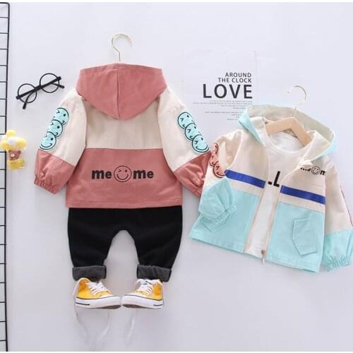 Autumn Children Clothes Baby Boys Girls patchwork Hooded Jacket T Shirt Pants 3Pcs/sets Kids Infant Clothing Toddler Sportswear