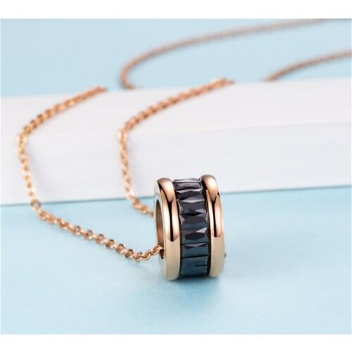 316L Titanium Steel Cryolite Square Zircon Crystal Rose Gold Wedding Necklace