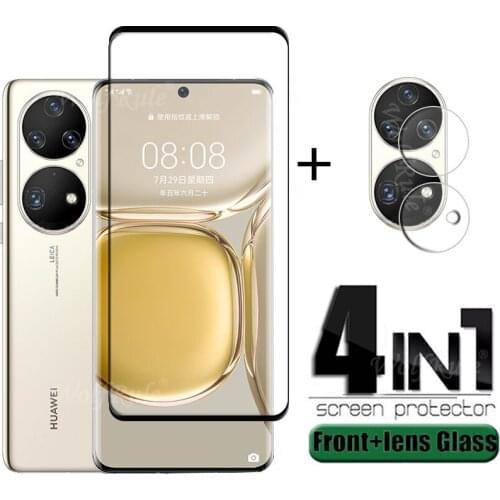 4-in-1 For Huawei P50 Pro Glass For Huawei P50 Pro Phone Film Protective Glass HD Screen Protector For Huawei P50 Pro Lens Film
