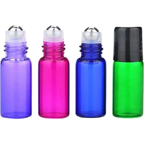 500 x 3ml Small Cute roller ball Glass bottles for essential oils roll-on refillable perfume deodorant vials withPlastic lid